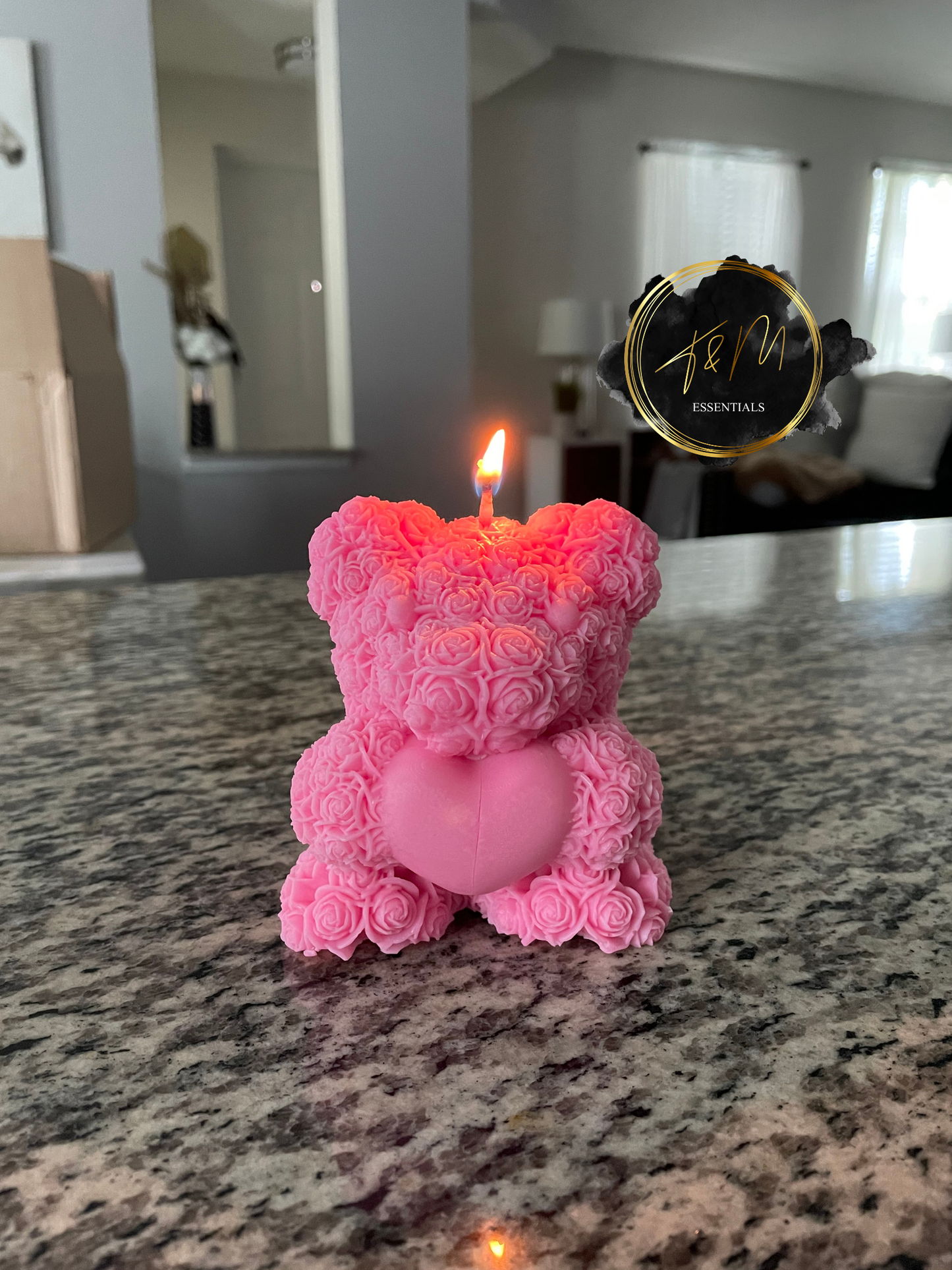 STRAWBERRY BEAR ROSE CANDLE